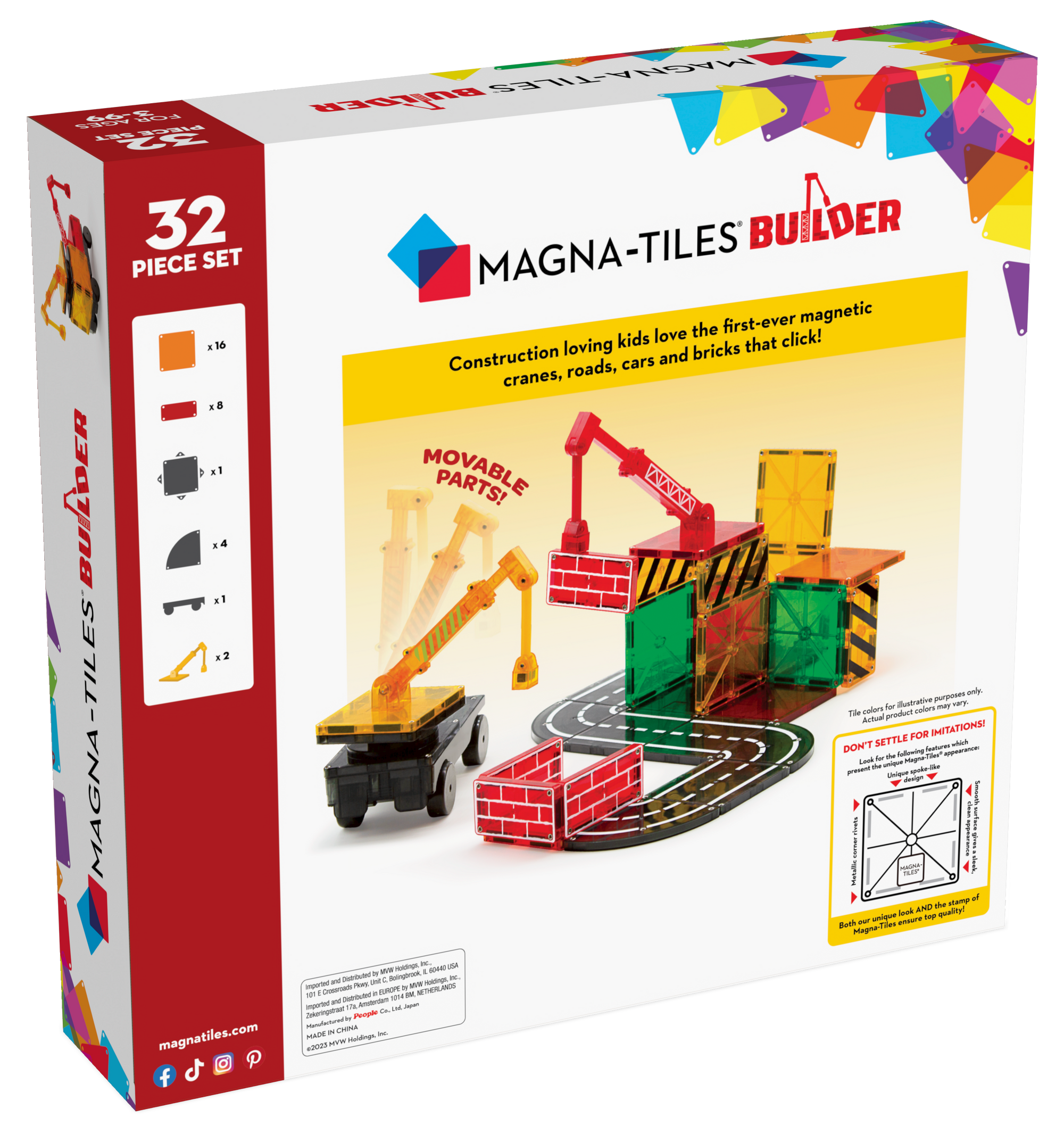 MAGNA-TILES® | Builder - 32 Piece Magnetic Construction Set