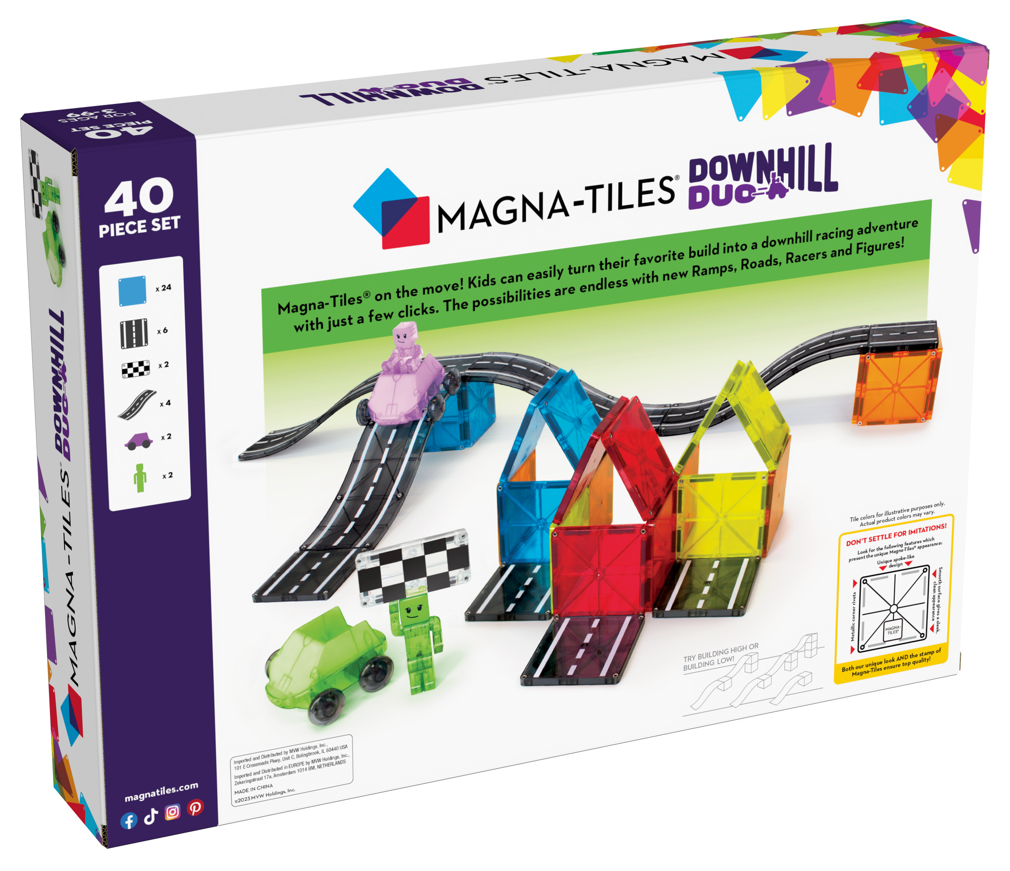 MAGNA-TILES® | Downhill Duo - 40 Piece Magnetic Construction Set