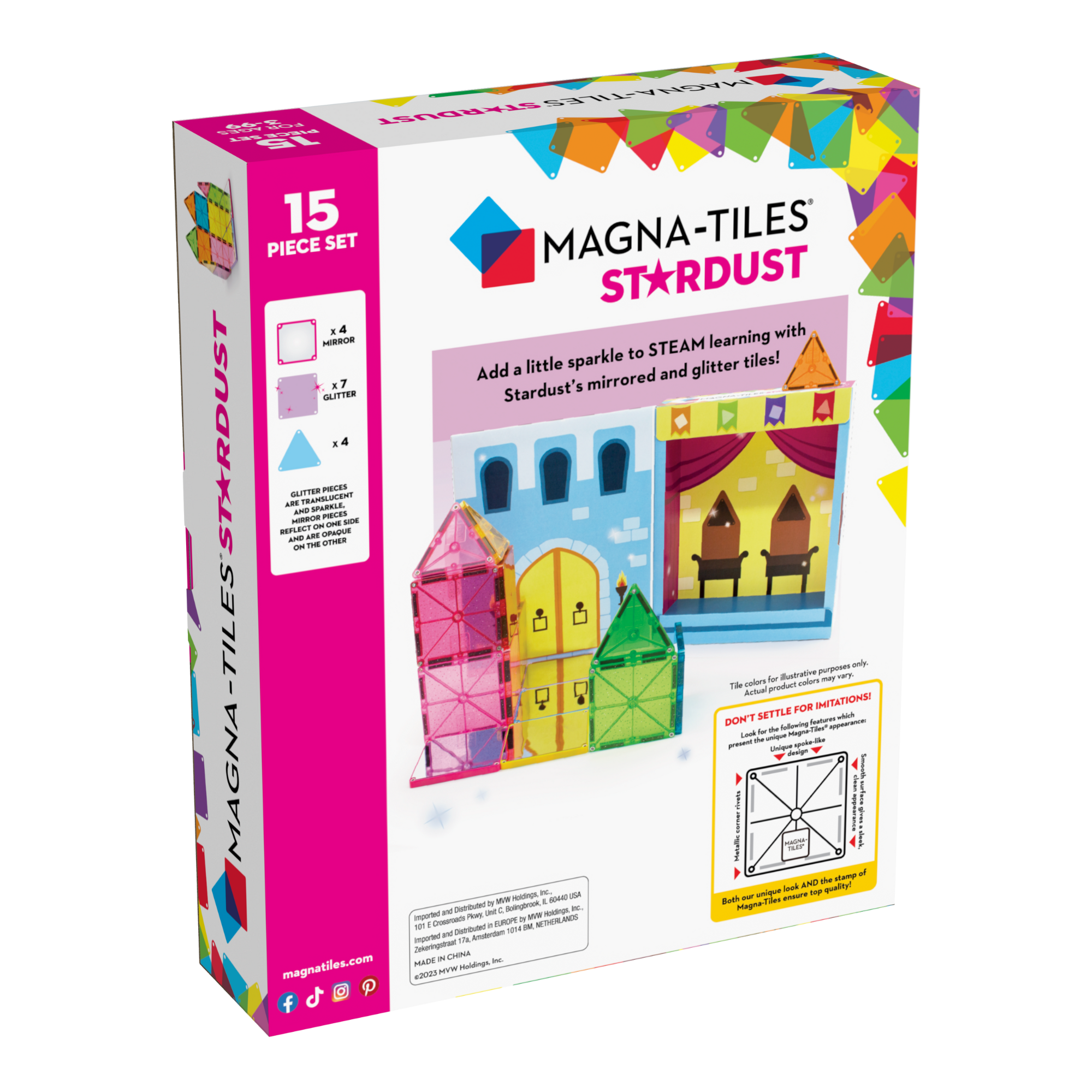 MAGNA-TILES® | Stardust - 15 Piece Magnetic Construction Set