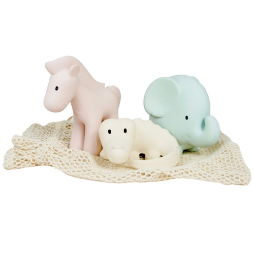 Tikiri | Marshmallow Animal Set - Natural Rubber Teething Toys